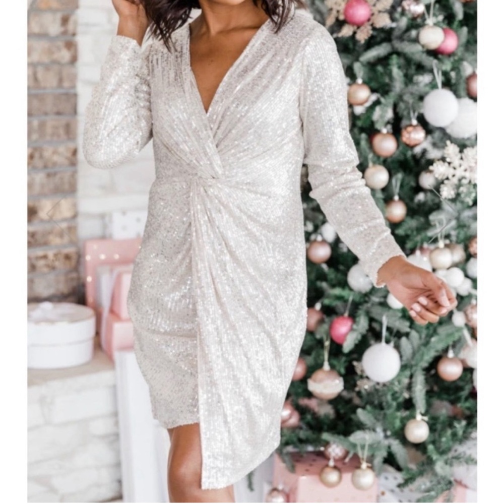Sequin Pink Lily Dress